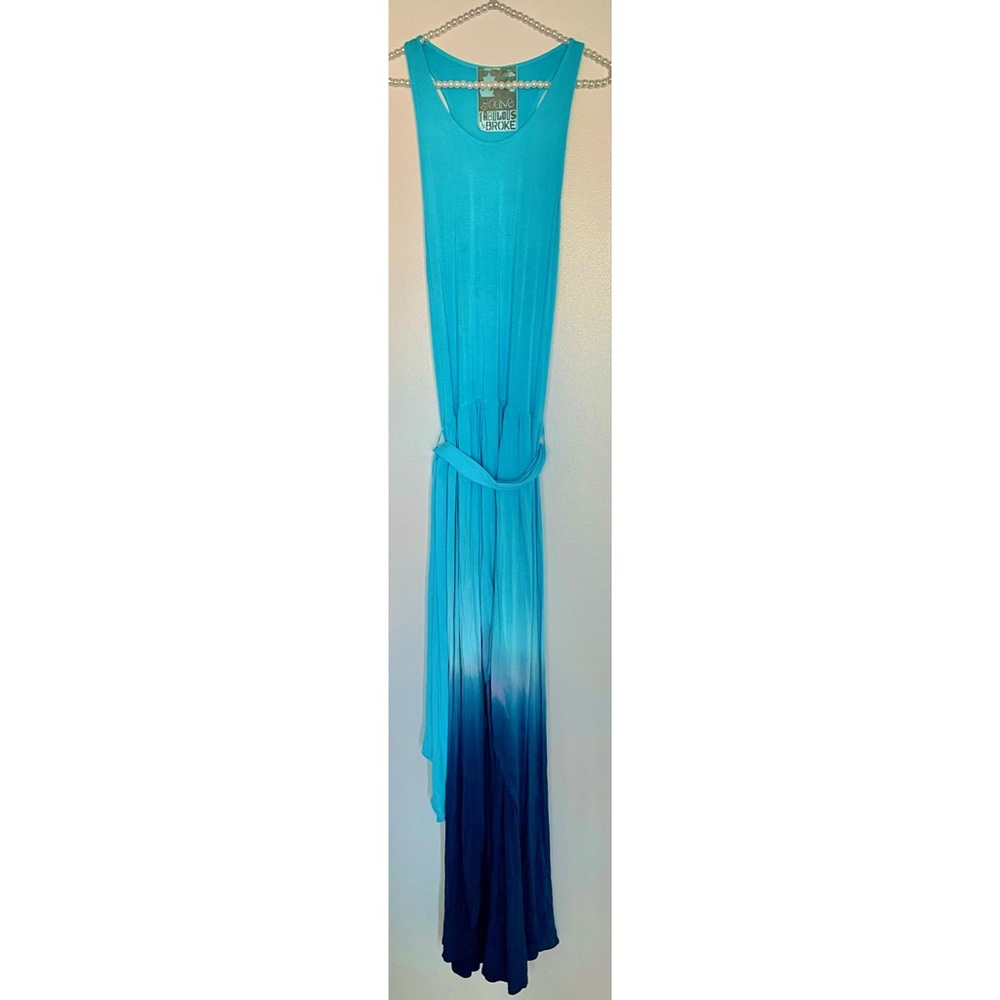 Young Fabulous & Broke Ombre Gradient Sash Stretch Maxi Dress M